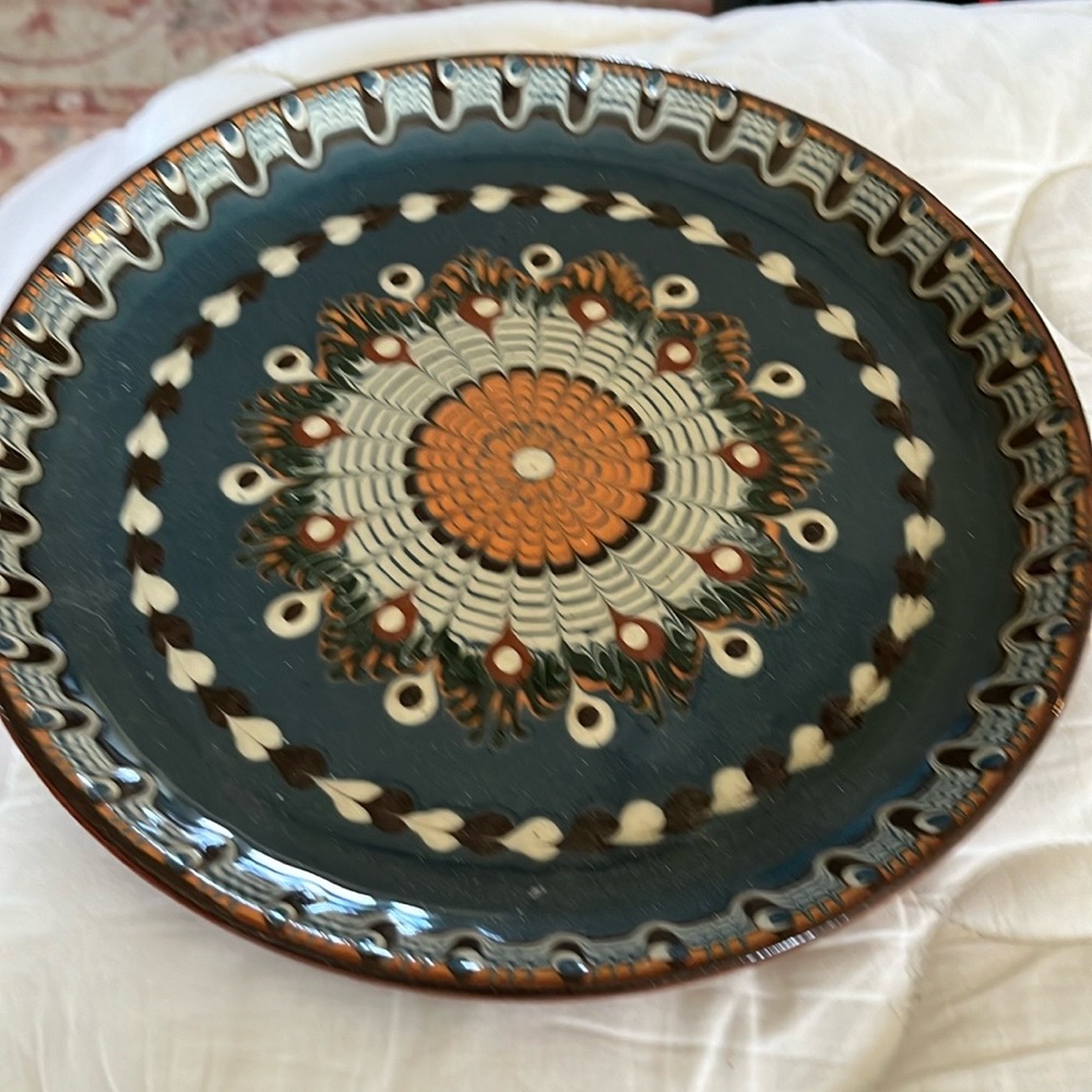 Redware platter made in Bulgaria.